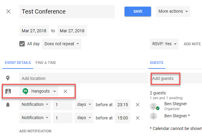 cum să utilizați hangouturi Google - Calendar Calendar