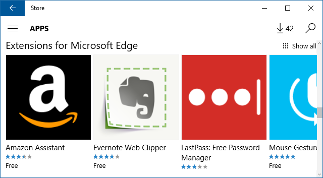 Magazin Windows cu extensii Microsoft Edge