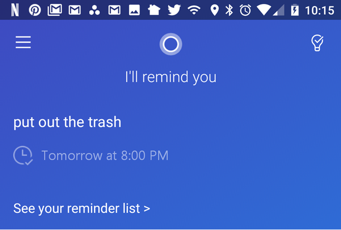 Memento pentru adăugare Cortana