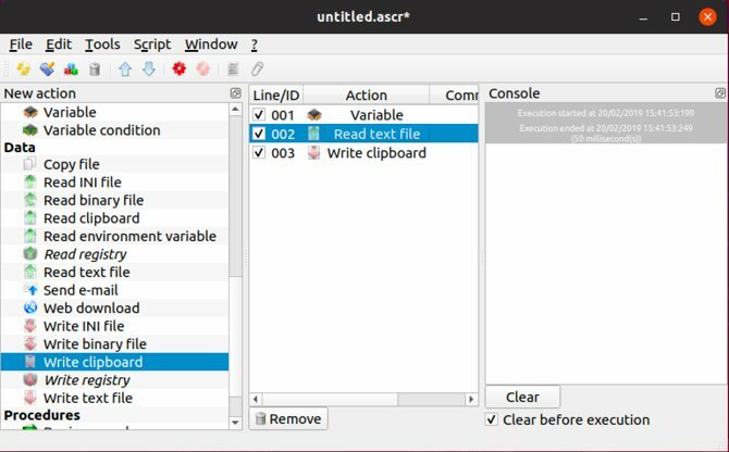 Un exemplu de flux de lucru în Actiona
