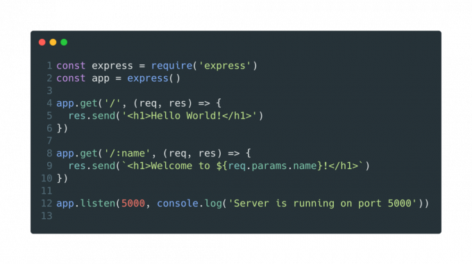 Cod ExpressJS pentru server web