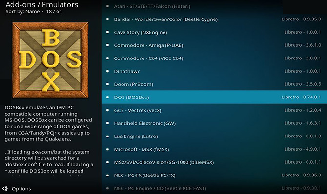 dosbox kodi instala