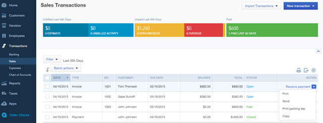 4 QuickBooks online - vânzări