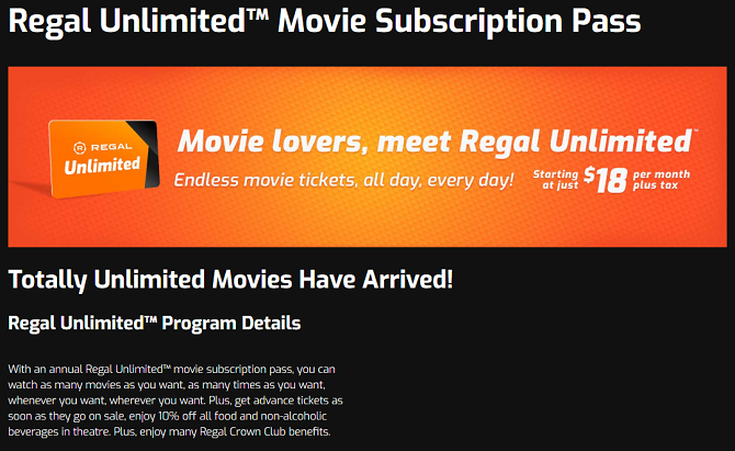 Alternative MoviePass - Regal Unlimited