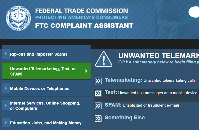 FTC Raport Spam Text