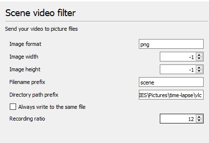 setări time-lapse video vlc