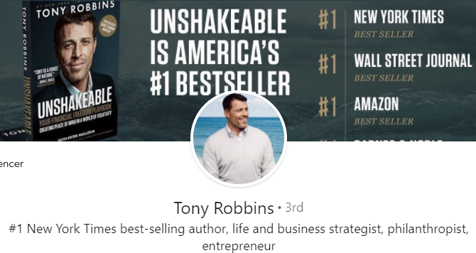 Tony Robbins LinkedIn fotografie de copertă