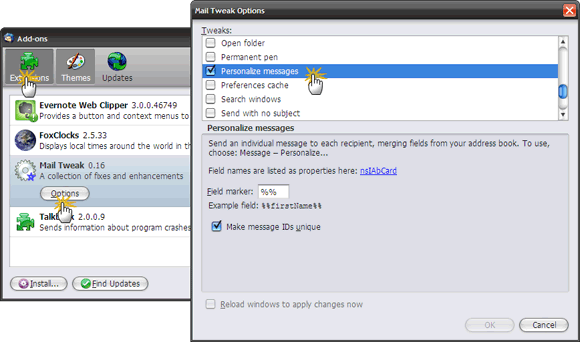 Cum să configurați Mozilla Thunderbird pentru a trimite mesaje de mesaje electronice 2 suplimente de opțiuni