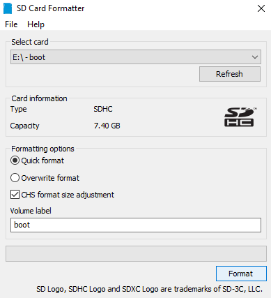 Formatați cartela microSD a dvs. Raspberry Pi