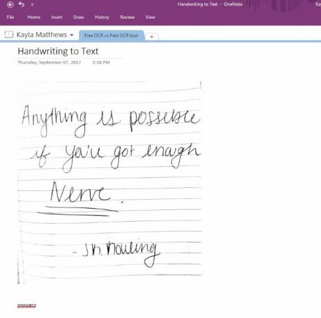 recunoașterea optică a caracterelor onenote