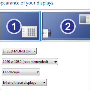 configurarea monitorului dual