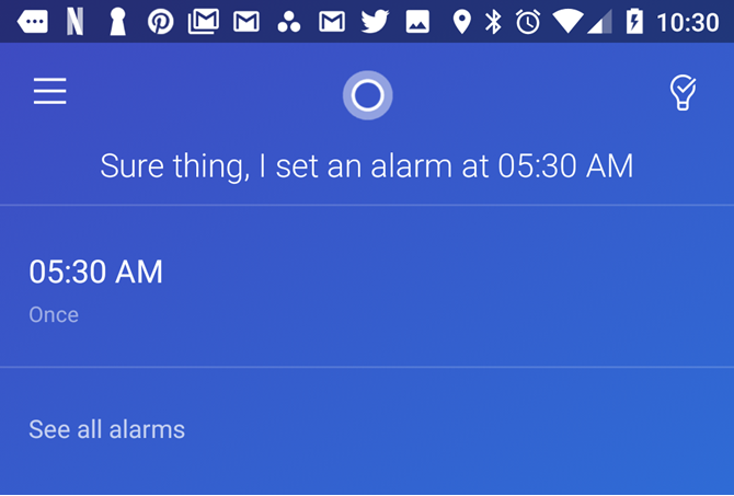 Alarma Set Cortana