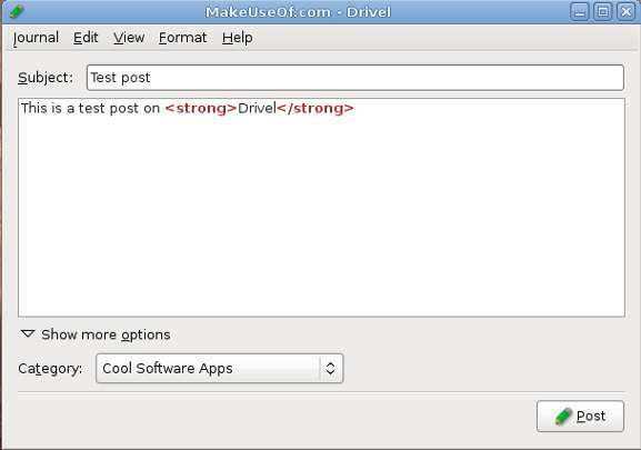 drivel - editor de blog livejournal ubuntu