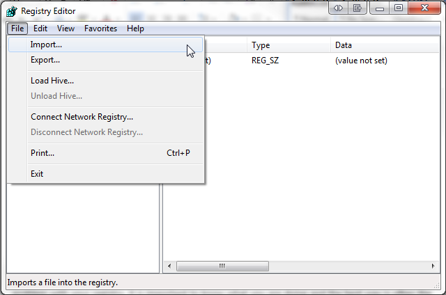 Import de registru Windows