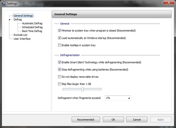 Defragment inteligent IObit: Un instrument de defragmentare și optimizare a hard disk-ului [Windows] Setări Setări generale