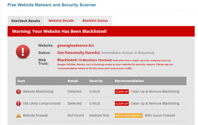 Sucuri sitecheck - au fost hacked conturile mele online?