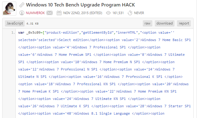 Programul de upgrade Windows 10 Tech Bench HACK