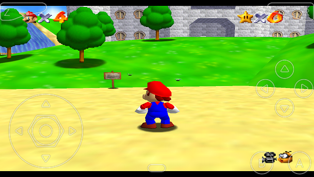 Mario 64 așa cum este jucat pe N64oid pentru Android