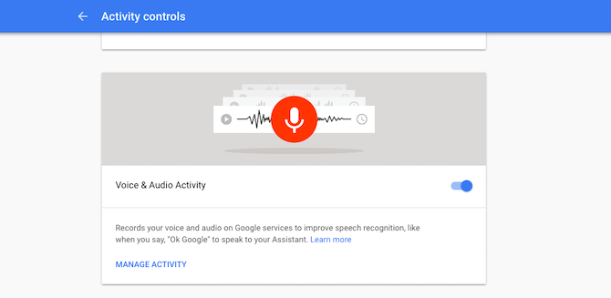Dezactivează Google Voice, Activitatea audio Google