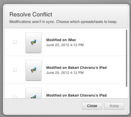 IWork pentru conflicte iCloud