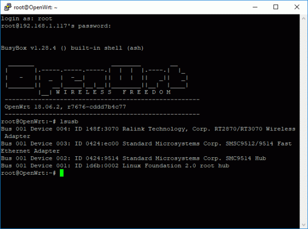 OpenWRT Putty Terminal Ecran fereastră