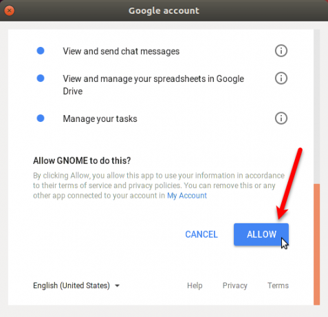 Permiteți Gnome să acceseze Google Drive