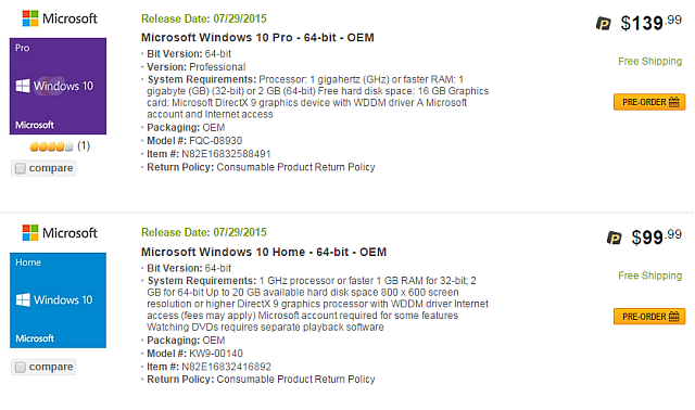 Newegg Windows 10 Leak 1