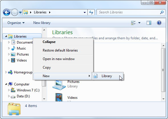 Windows 8 biblioteci