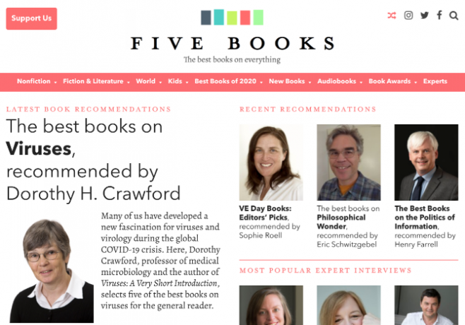 Experții pe un subiect recomandă cinci cărți pe acest subiect în interviuri detaliate la Five Books 