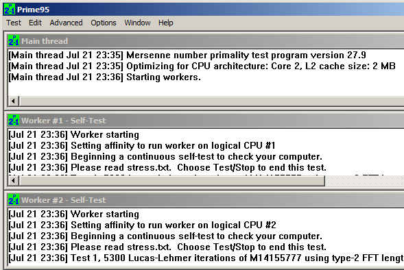 Test de stres Prime95