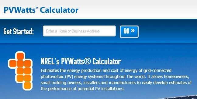 Calculator solar pvwatts