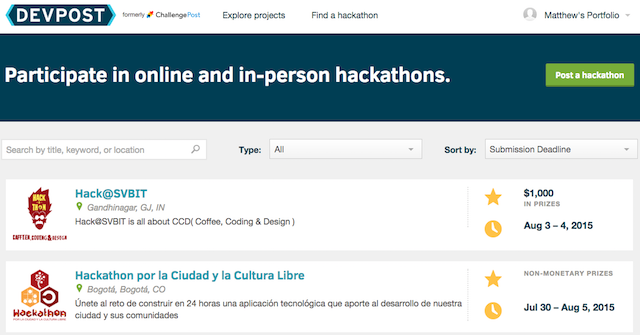Hackathon-devpost-list