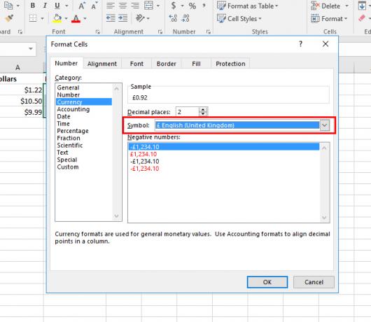 Cum se utilizează diferite simboluri valutare în celule specifice în Excel Moneda Excel 3