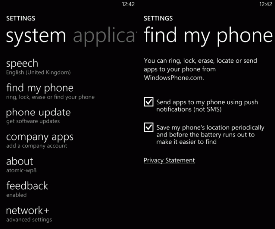 findmyphone-settings Muo-WP8-