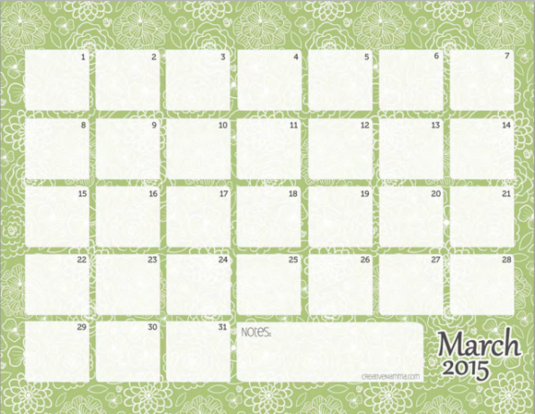 Calendarul lunar CreativeMomma