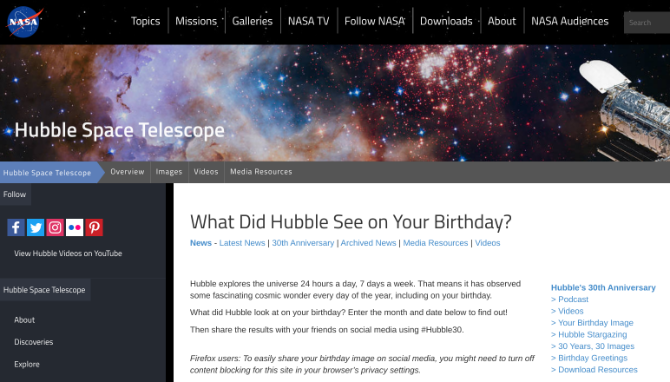 Ce a văzut Telescopul Hubble de ziua ta? Verificați mini-site-ul NASA pentru o sărbătoare a zilei de naștere a galacticilor