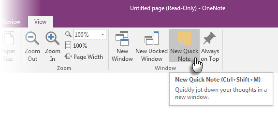 Microsoft OneNote - Notă rapidă nouă