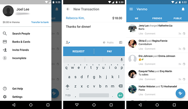 android-trimite-bani-comparare-venmo