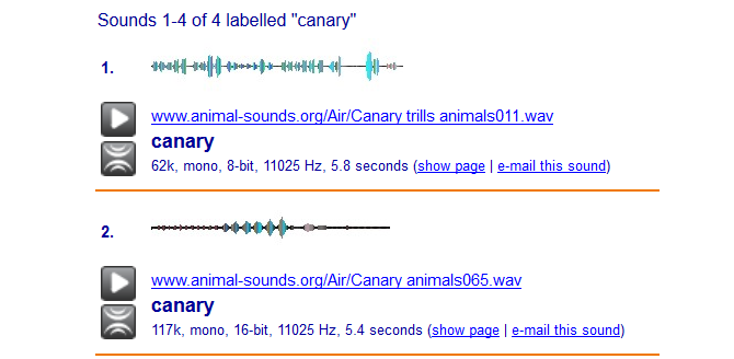 Captura de ecran a site-ului FindSounds