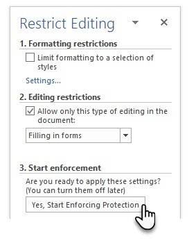 Realizați un formular completabil în Word 2016 și colectați datele cu mod ușor de editare restricționată