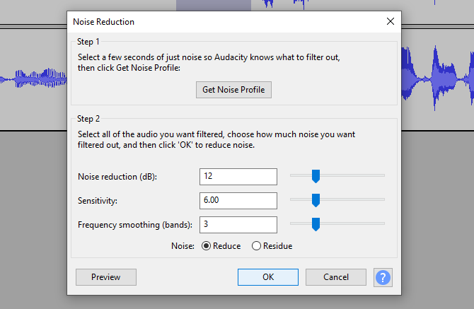 Utilizați reducerea zgomotului pentru a îmbunătăți sunetul Audacity