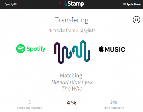 Import-Spotify-liste de redare-in-Apple a-Music-Stamp-transferând