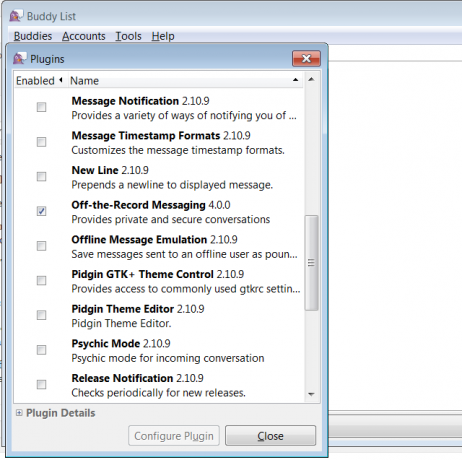 pidgin-off-the-record plugin