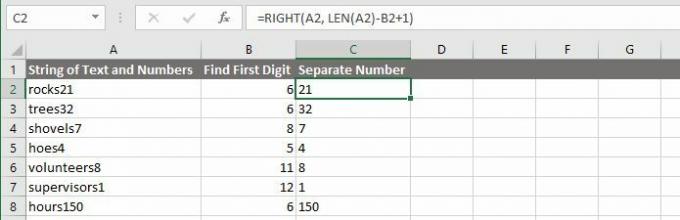 Separați un număr de partea dreaptă a unui șir de text și numere în Excel.