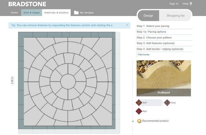 Planificator de proiectare a patioanelor Bradstone Paver