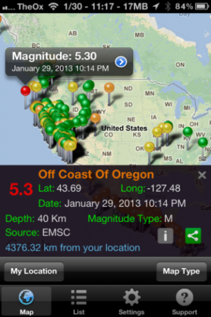 Quake Spotter - Un mod ușor de utilizat pentru a urmări cutremurele [iOS, aplicații plătite gratuit] QuakeSpotter03