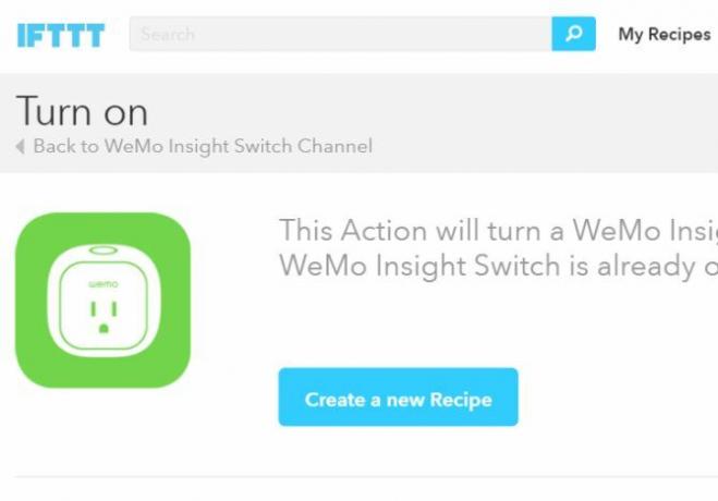 WeMo Maker IFTTT Rețetă de activare comutator