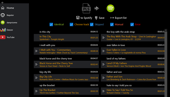 importa playlist-uri în Spotify - playlist converter app Windows