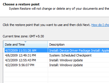 Cum să faceți înapoi Windows Hot Fix & Patches Vista a ales restaurarea