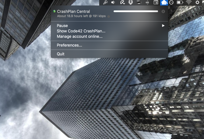 CrashPlan Menu Bar